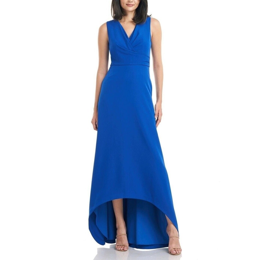 Kay Unger High-Low Gown Womens 12 Blue V-Neck Sleeveless 5516684 Formal Dress